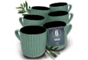 PURE LIVING Geschirr-Set Ribbed 6er-Set Grün Steingut Bild 2