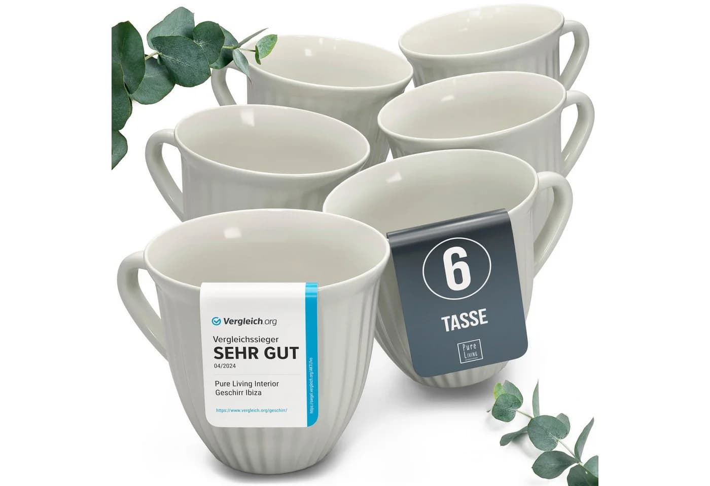 PURE LIVING INTERIOR DESIGN Hygge Becher 6er-Set Beige Steingut
