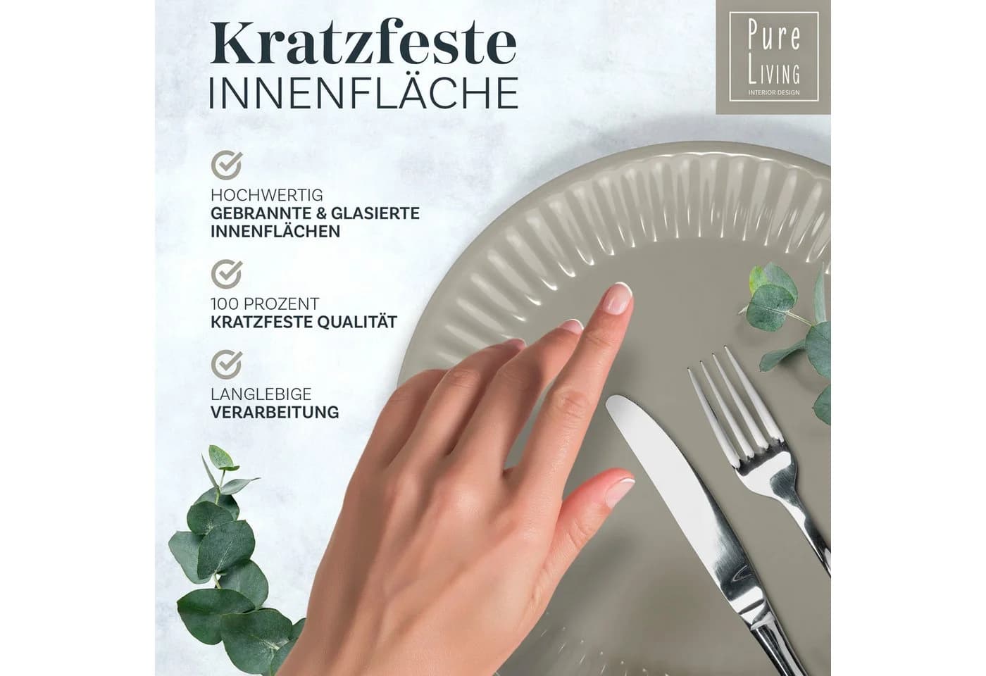 PURE LIVING INTERIOR DESIGN Hygge Becher-Set 6-tlg. Hellbraun Steingut - Bild 3