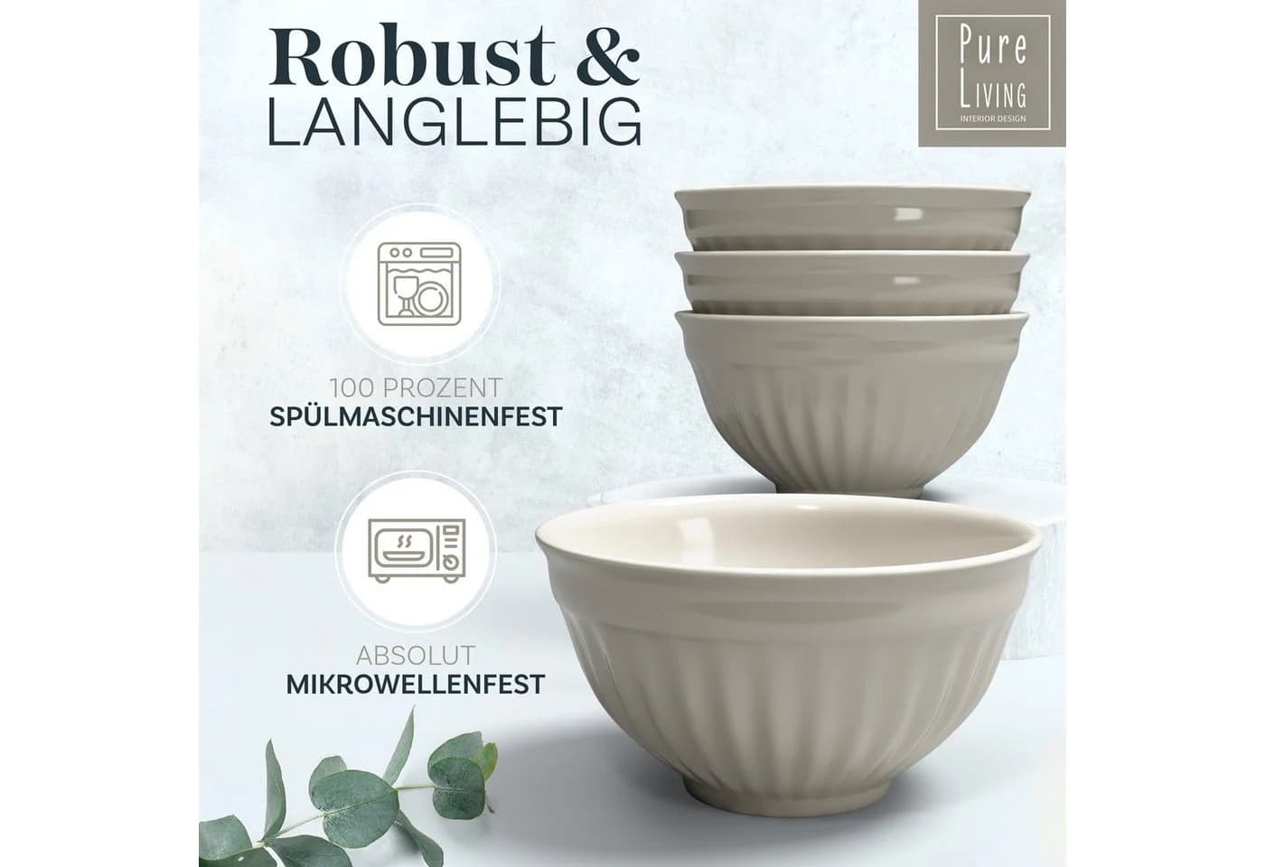 PURE LIVING INTERIOR DESIGN Hygge Becher-Set 6-tlg. Hellbraun Steingut - Bild 5