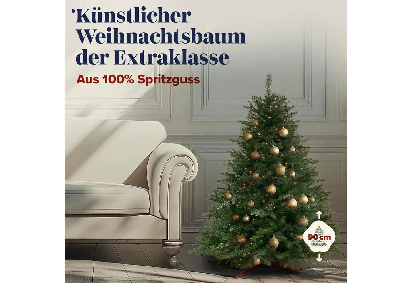PURE LIVING Künstlicher Weihnachtsbaum 90 cm Nordmanntanne Grün PE-Spritzguss