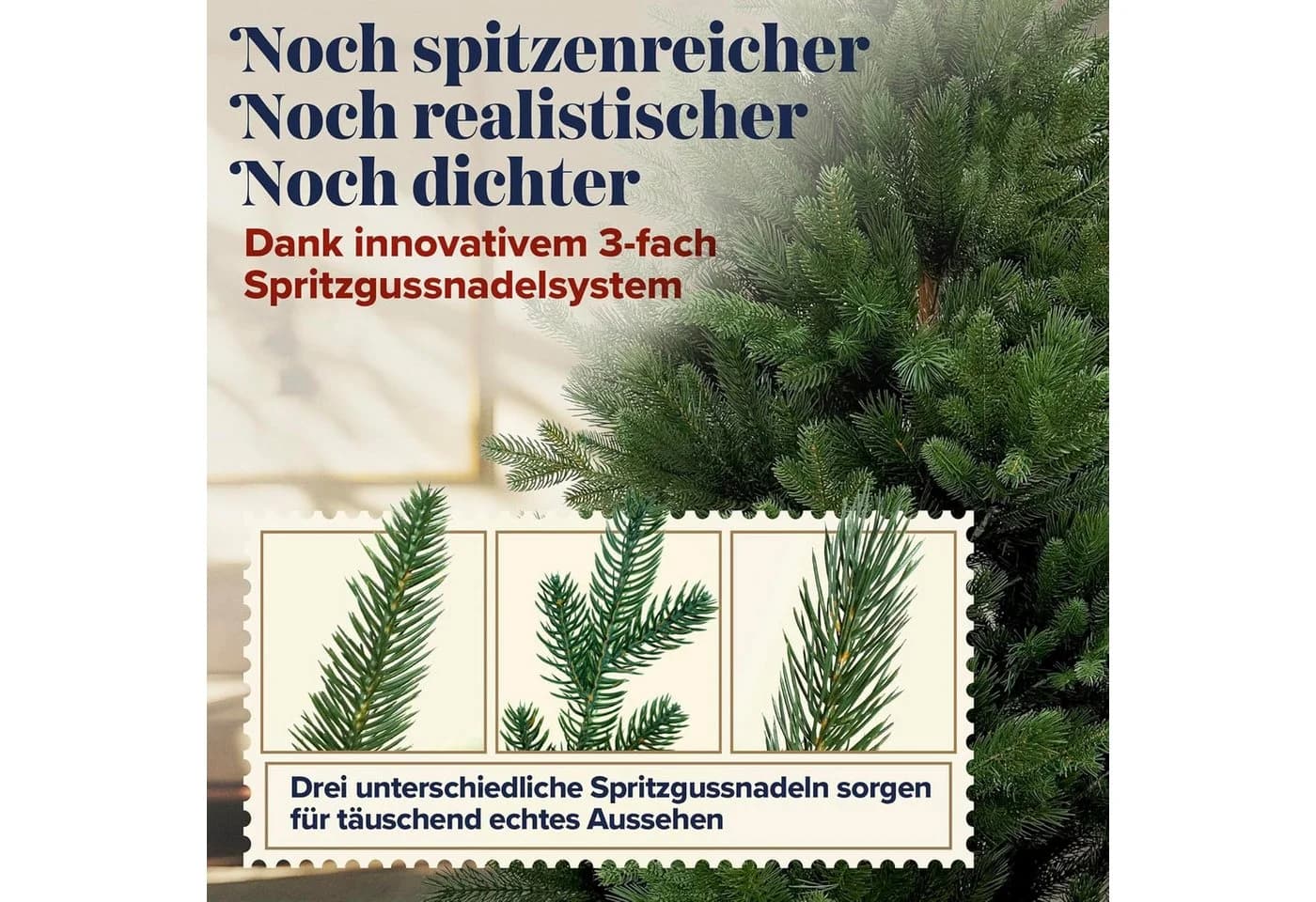 PURE LIVING Künstlicher Weihnachtsbaum 90 cm Nordmanntanne Grün PE-Spritzguss - Bild 3
