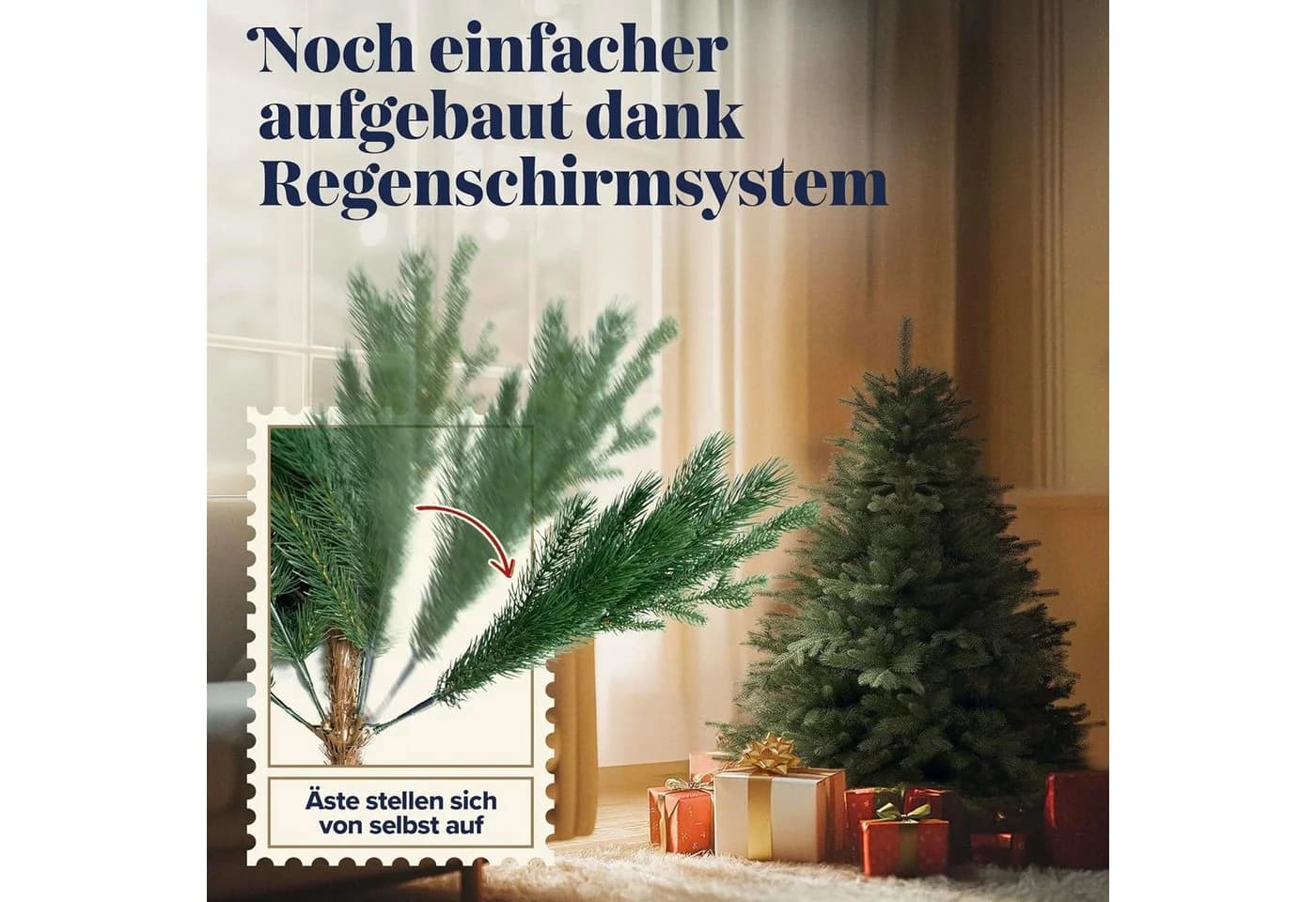 PURE LIVING Künstlicher Weihnachtsbaum 90 cm Nordmanntanne Grün PE-Spritzguss - Bild 4