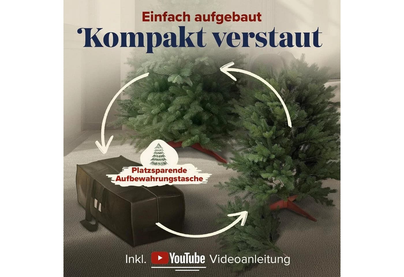 PURE LIVING Künstlicher Weihnachtsbaum 90 cm Nordmanntanne Grün PE-Spritzguss - Bild 5
