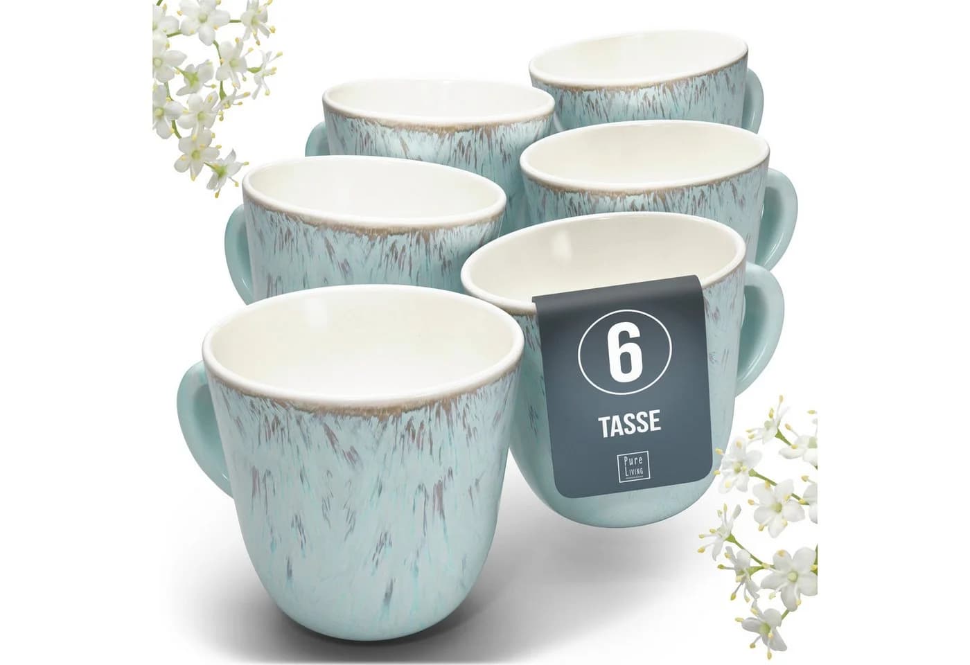 PURE LIVING INTERIOR DESIGN Geschirr-Set Ibiza Becher 6er-Set Beige Blau - Bild 2