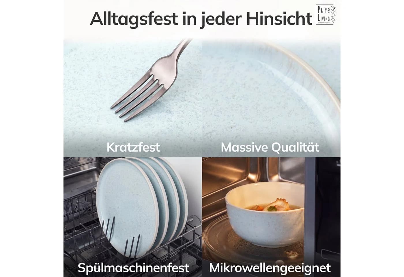 PURE LIVING INTERIOR DESIGN Geschirr-Set Ibiza Becher 6er-Set Beige Blau - Bild 4