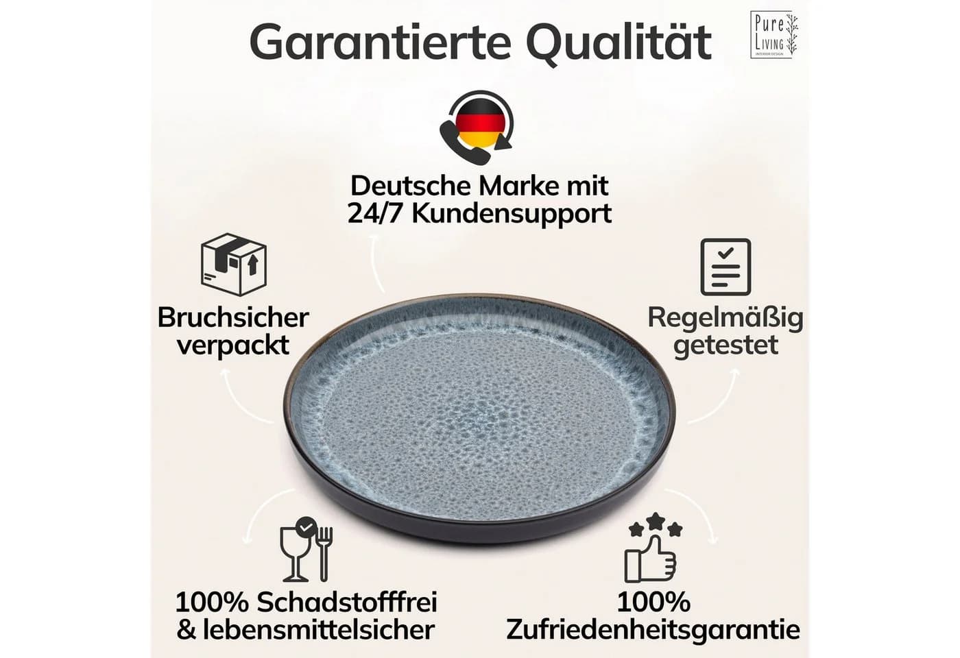 PURE LIVING INTERIOR DESIGN Geschirr-Set Ibiza Speiseteller Grau 6er-Set - Bild 4