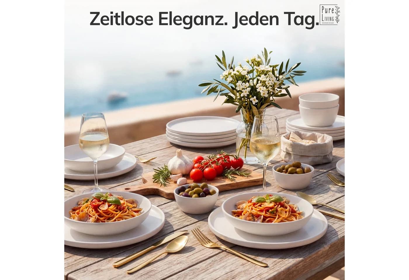 PURE LIVING INTERIOR DESIGN Geschirr-Set Scandi 6er-Set Müslischalen 16 cm Weiß
