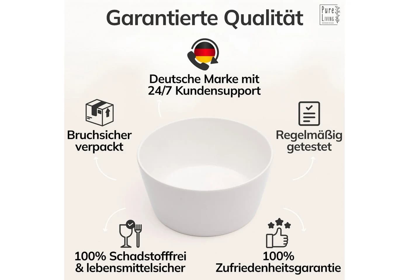 PURE LIVING INTERIOR DESIGN Geschirr-Set Scandi 6er-Set Müslischalen 16 cm Weiß - Bild 5