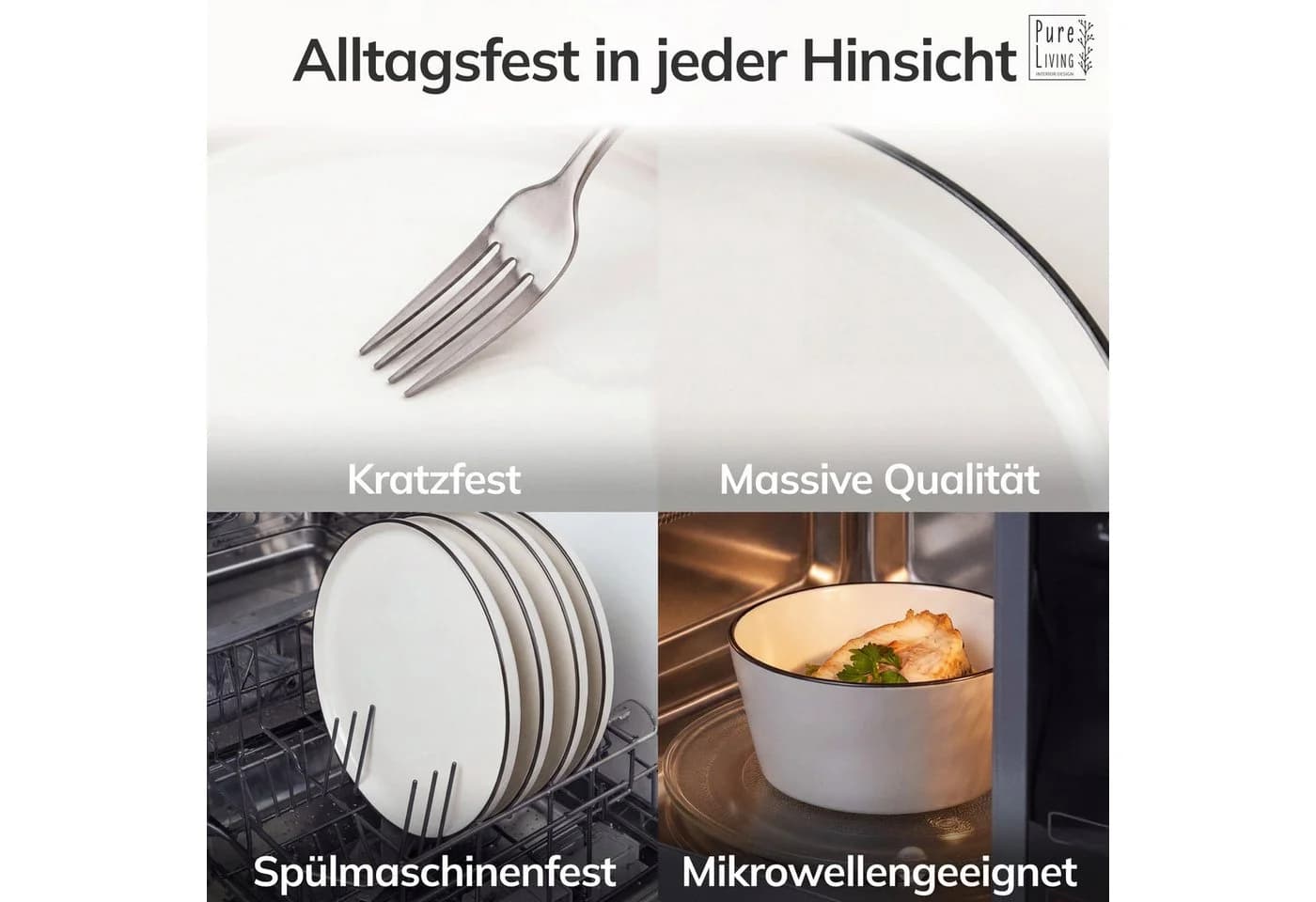 PURE LIVING INTERIOR DESIGN Geschirr-Set Scandi Becher 6er-Set Weiß/Schwarz - Bild 4