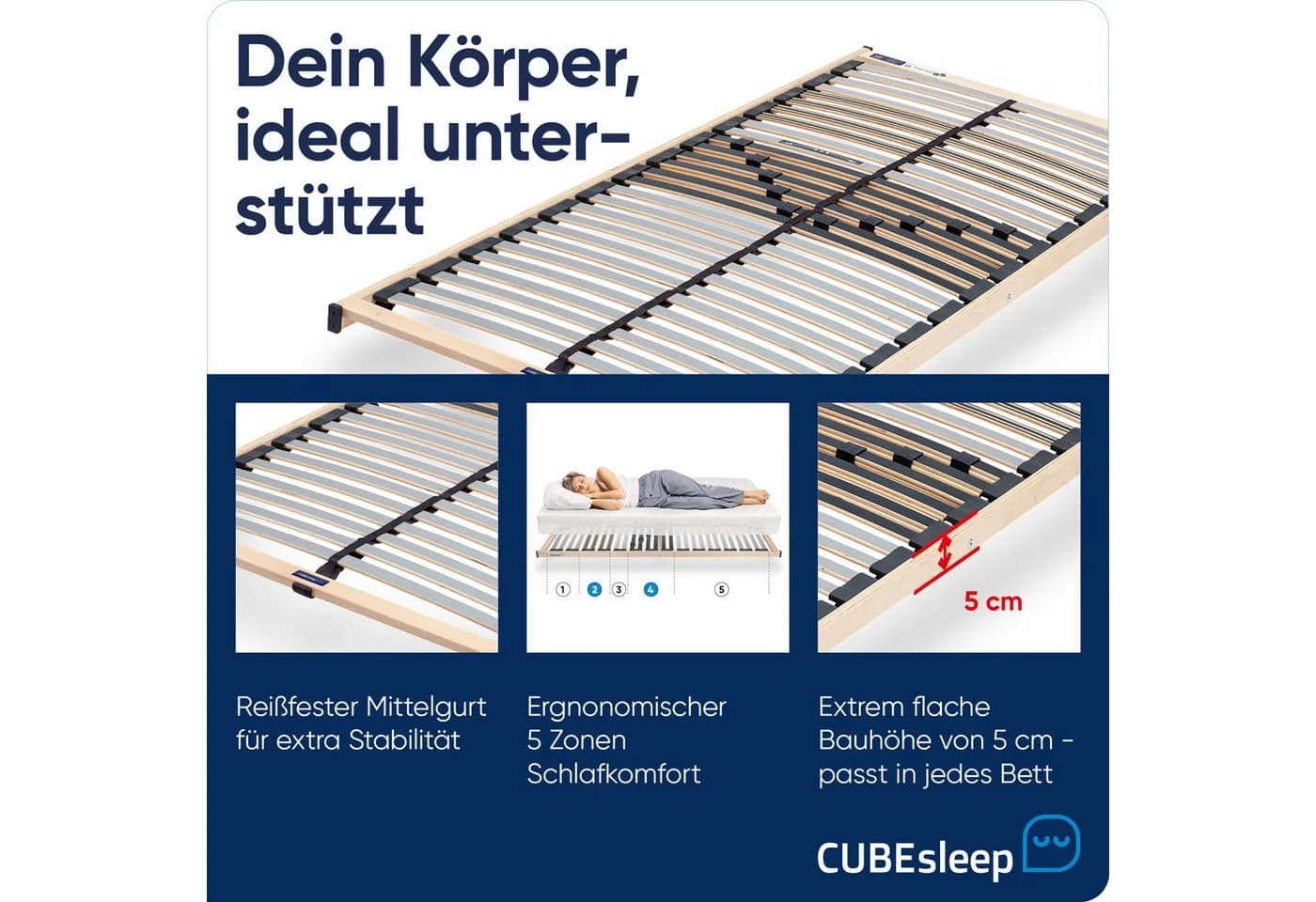 CUBEsleep Lattenrost Base NV Kopfteil nicht verstellbar Fußteil nicht verstellbar - Bild 4