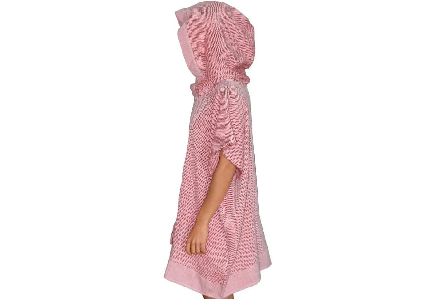 Lou-i Badeponcho Surfponcho Rot mit Kapuze und Tasche