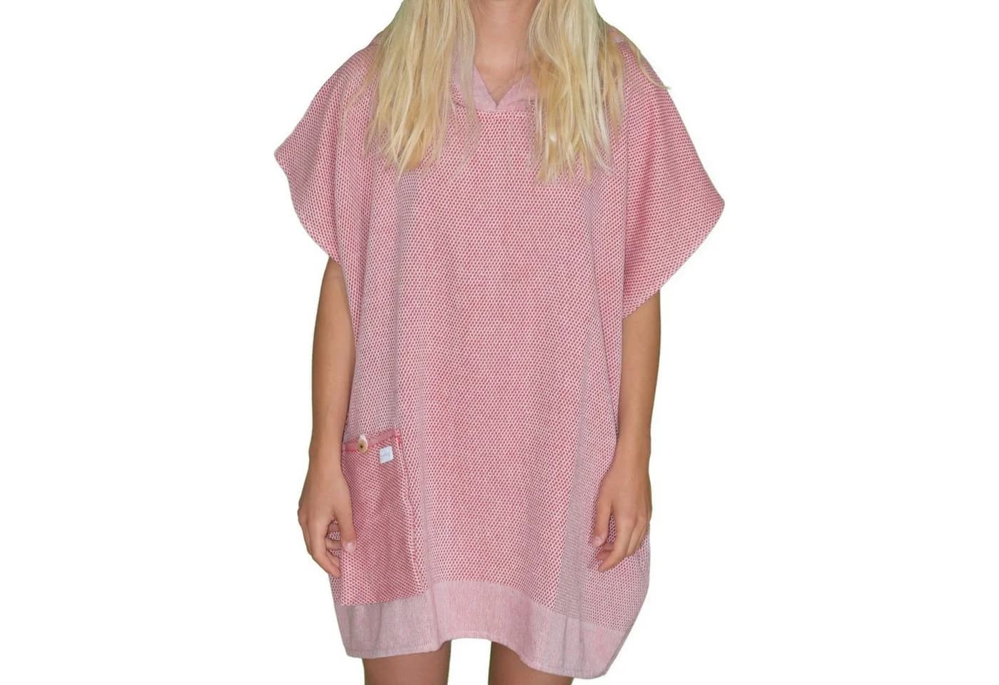 Lou-i Badeponcho Surfponcho Rot mit Kapuze und Tasche - Bild 2