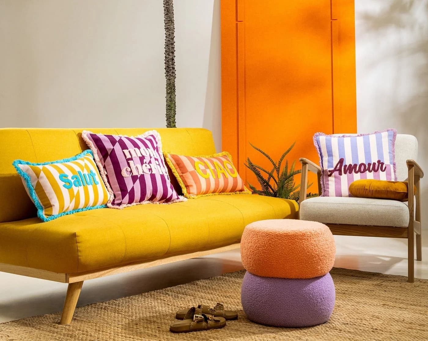 Dutch Decor Kissenhülle 'Salut' Gelb/Weiß mit Fransen - Bild 5
