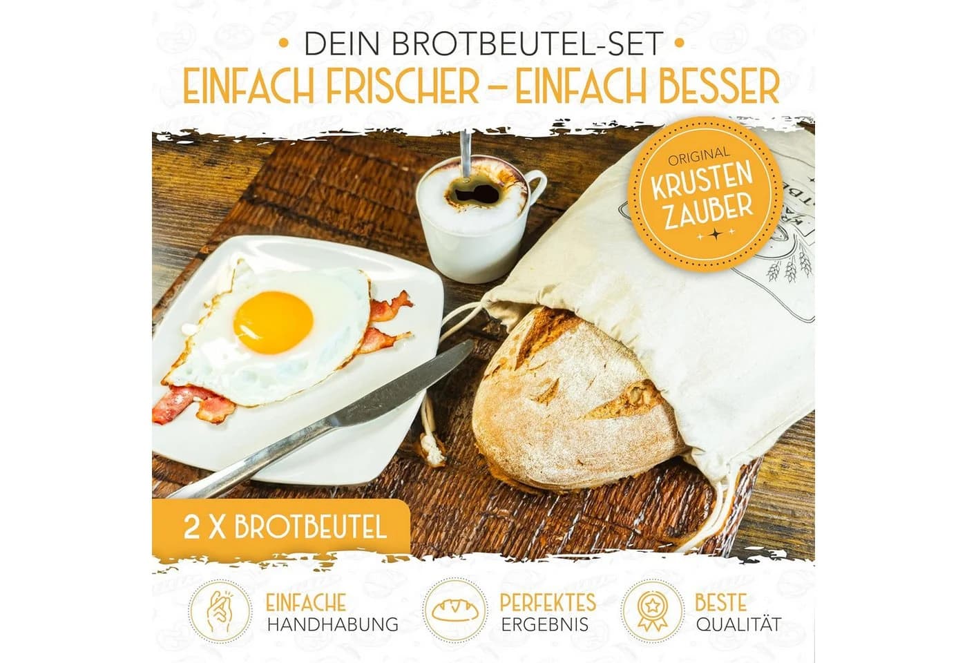 Krustenzauber Brottasche Leinen Brotbeutel 2er Set - Bild 3