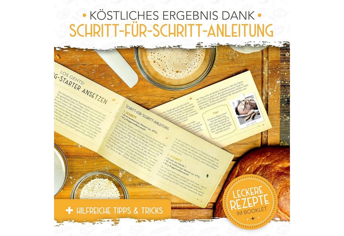 Krustenzauber Sauerteig Starter Set mit Gärglas, Thermometer & Spatel - Bild 5