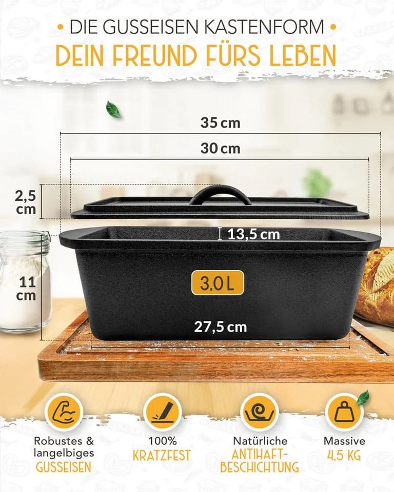 Krustenzauber Kasserolle Gusseisen Topf 26cm mit Deckel - Bild 4
