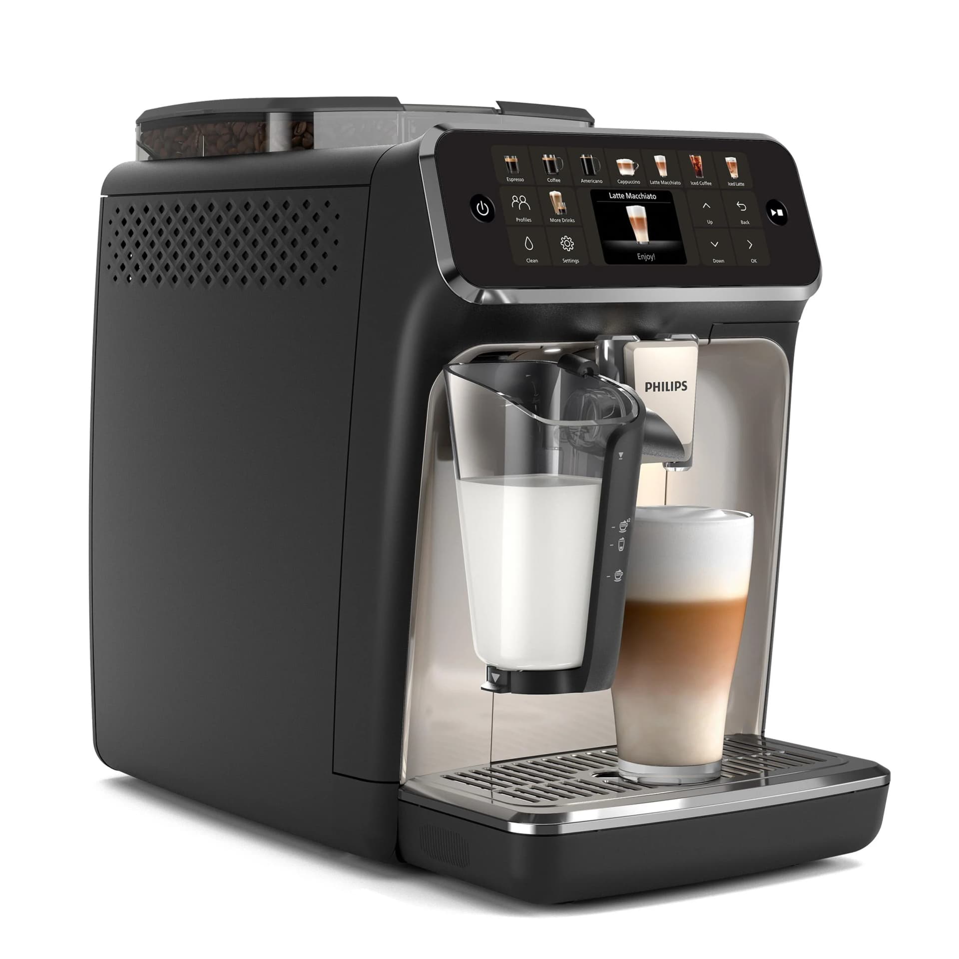 Philips EP5547/90 Serie 5500 LatteGo 19 Kaffeespezialitäten Kaffeevollautomat Schwarz verchromt