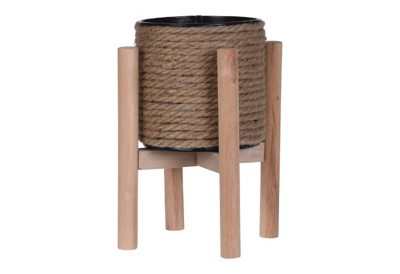 Progarden Blumentopf mit Holzständer Metall Jute Braun