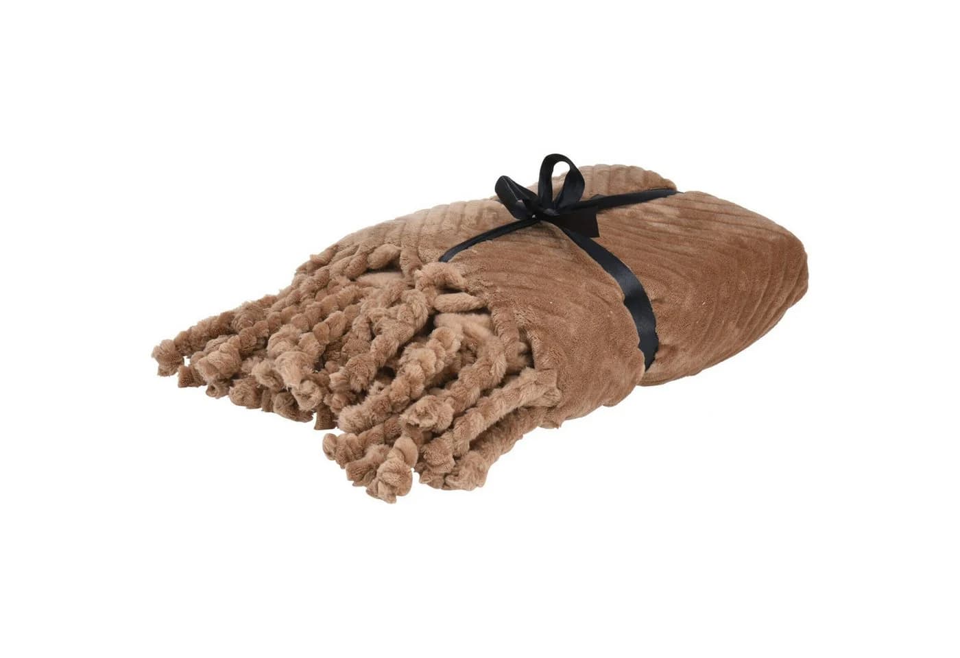 Home & styling collection Wohndecke Boho mit Fransen Beige Polyester