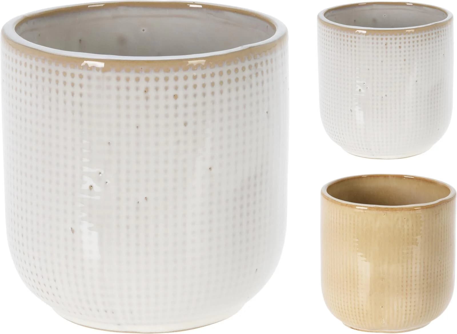 Übertopf Porzellan Creme Beige