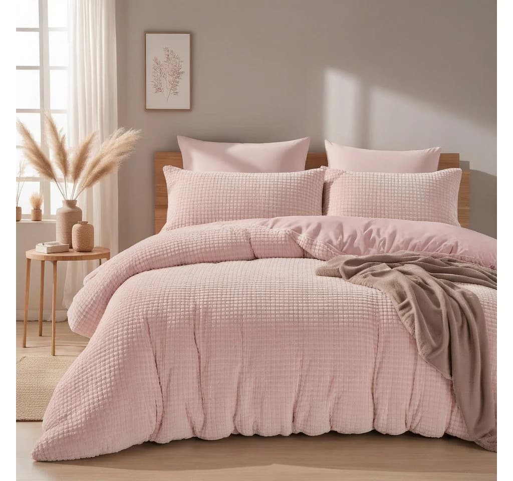 Sitheim-Europe Wendebettwäsche Rosa Teddy Check 3-teilig Mikrofaser - Bild 2