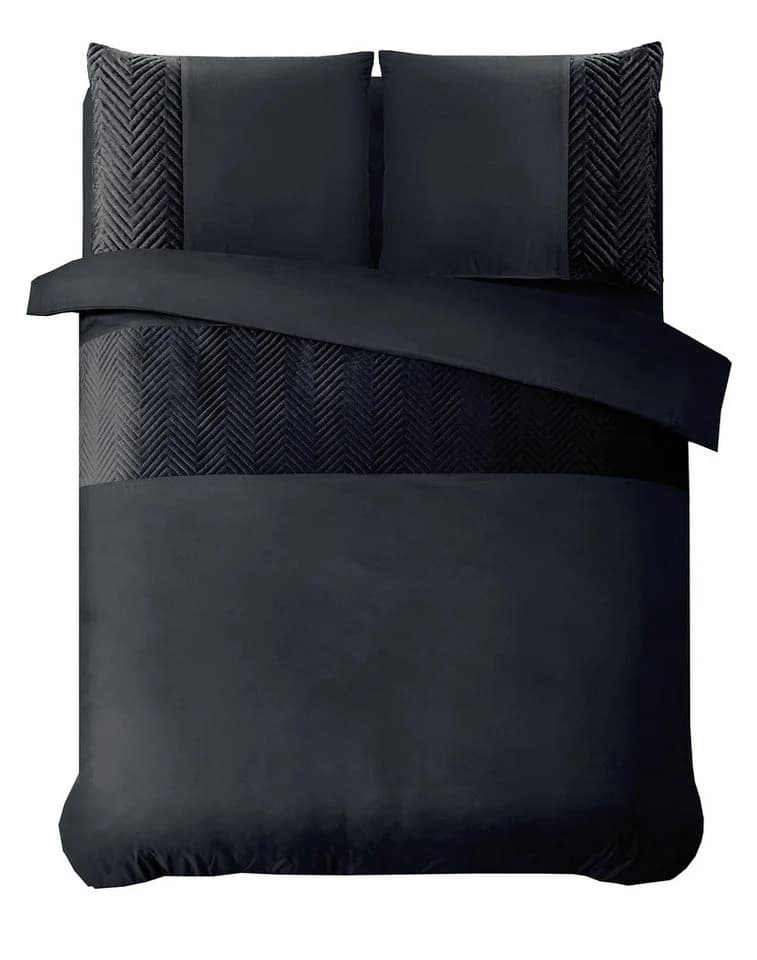 Sitheim-Europe Bettwäsche Velvet Crossline Samt 3-teilig Schwarz - Bild 5