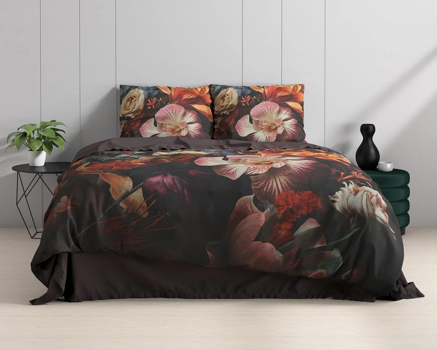 Sitheim® Bettwäsche 3-teilig 100% Baumwollsatin Blumenmuster Bunt - Bild 2