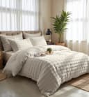 Sitheim-Europe Bettwäsche-Set 3-teilig Beige/Weiß Mikrofaser Samt Bild 2