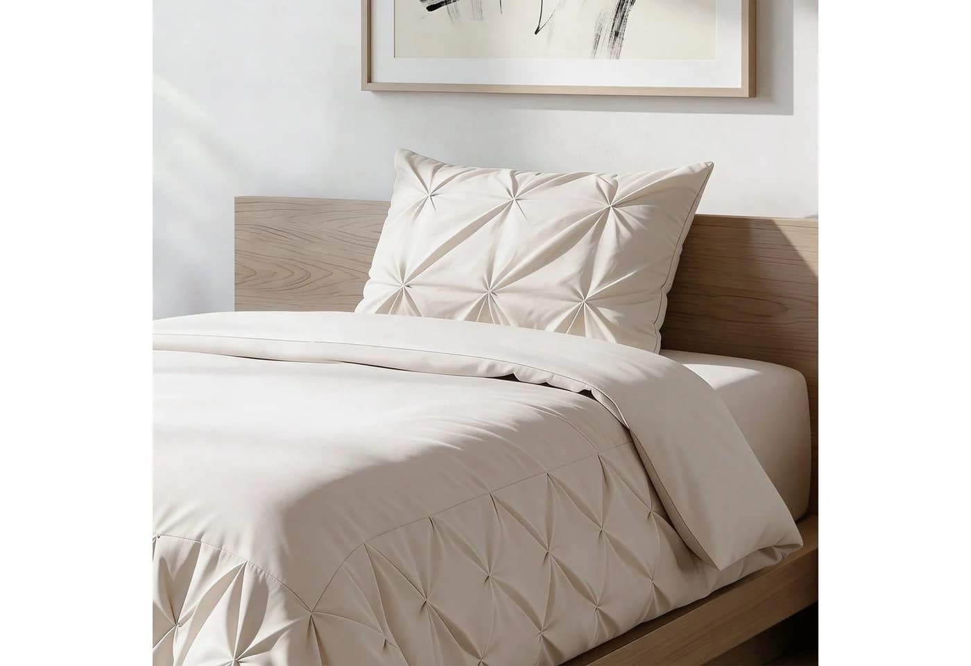 Sitheim-Europe Bettwäsche Border Pintuck Mikrofaser Beige 3-teilig - Bild 3