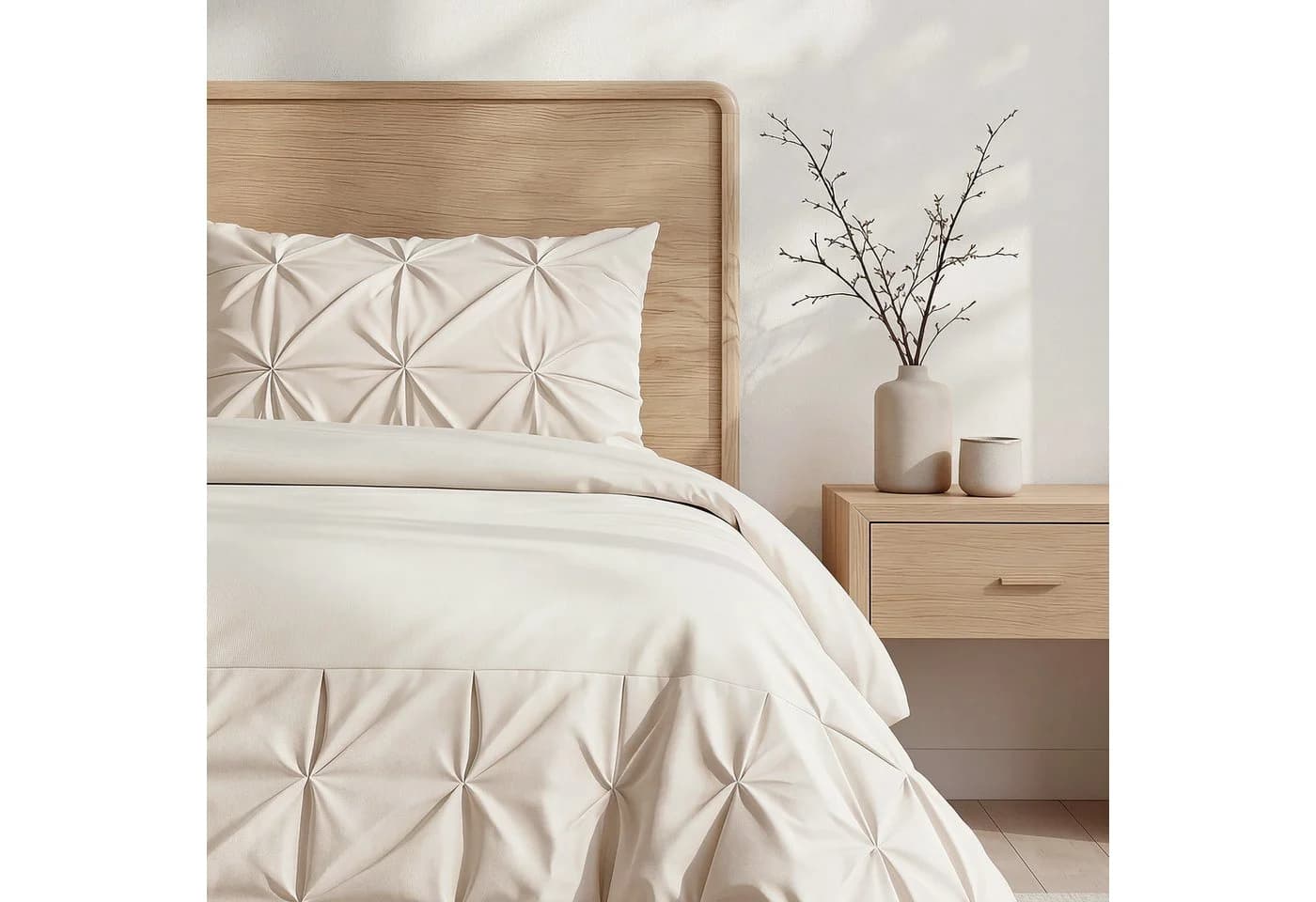 Sitheim-Europe Bettwäsche Border Pintuck Mikrofaser Beige 3-teilig - Bild 4