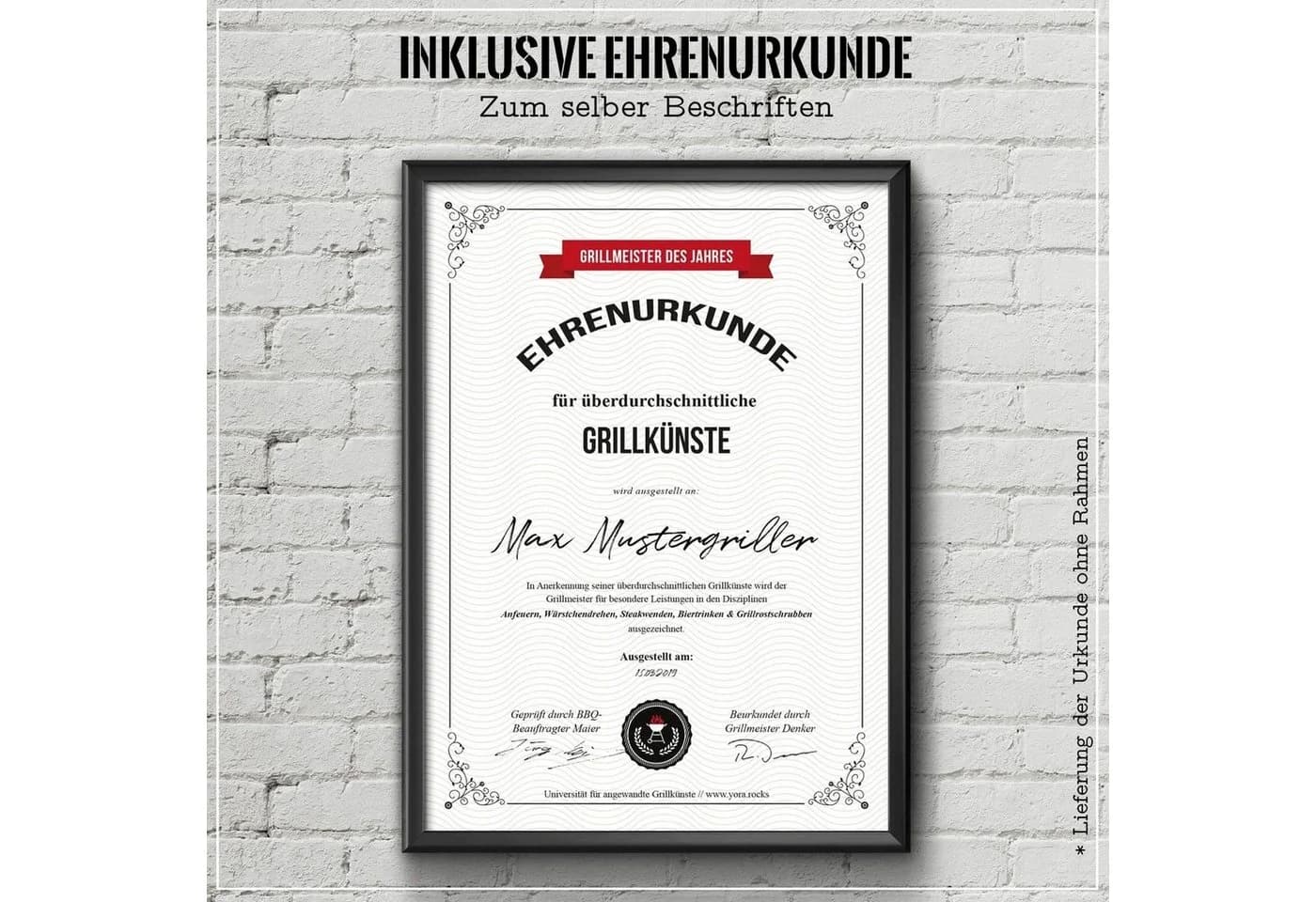 YORA Grillschürze für Männer Schwarz mit Urkunde - Bild 4