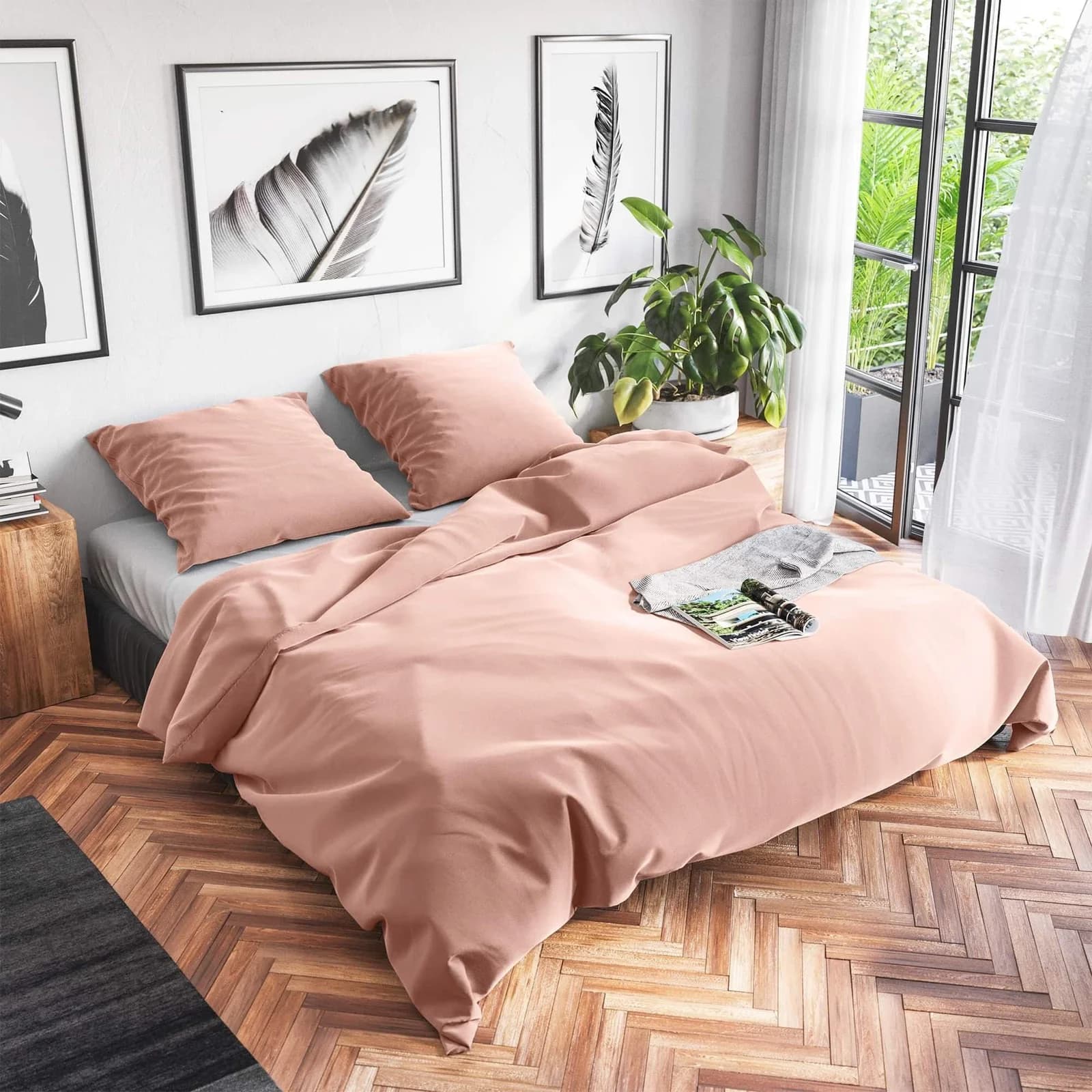 WOLKENFELD Renforcé Bettwäsche Rosa 4-teilig 100% Baumwolle