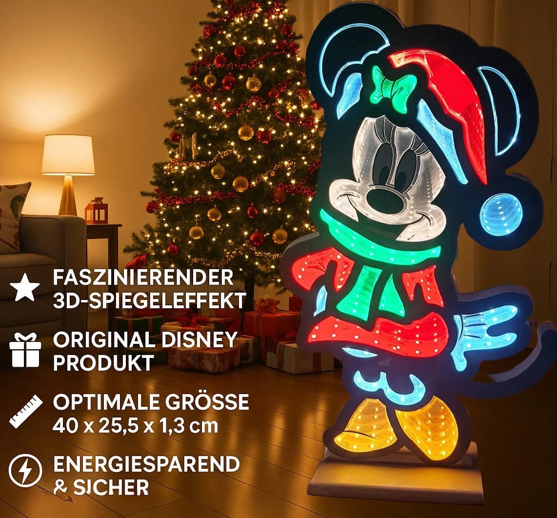 Disney Minnie Mouse LED Dekofigur Infinity Lights 3D Weihnachtsdeko