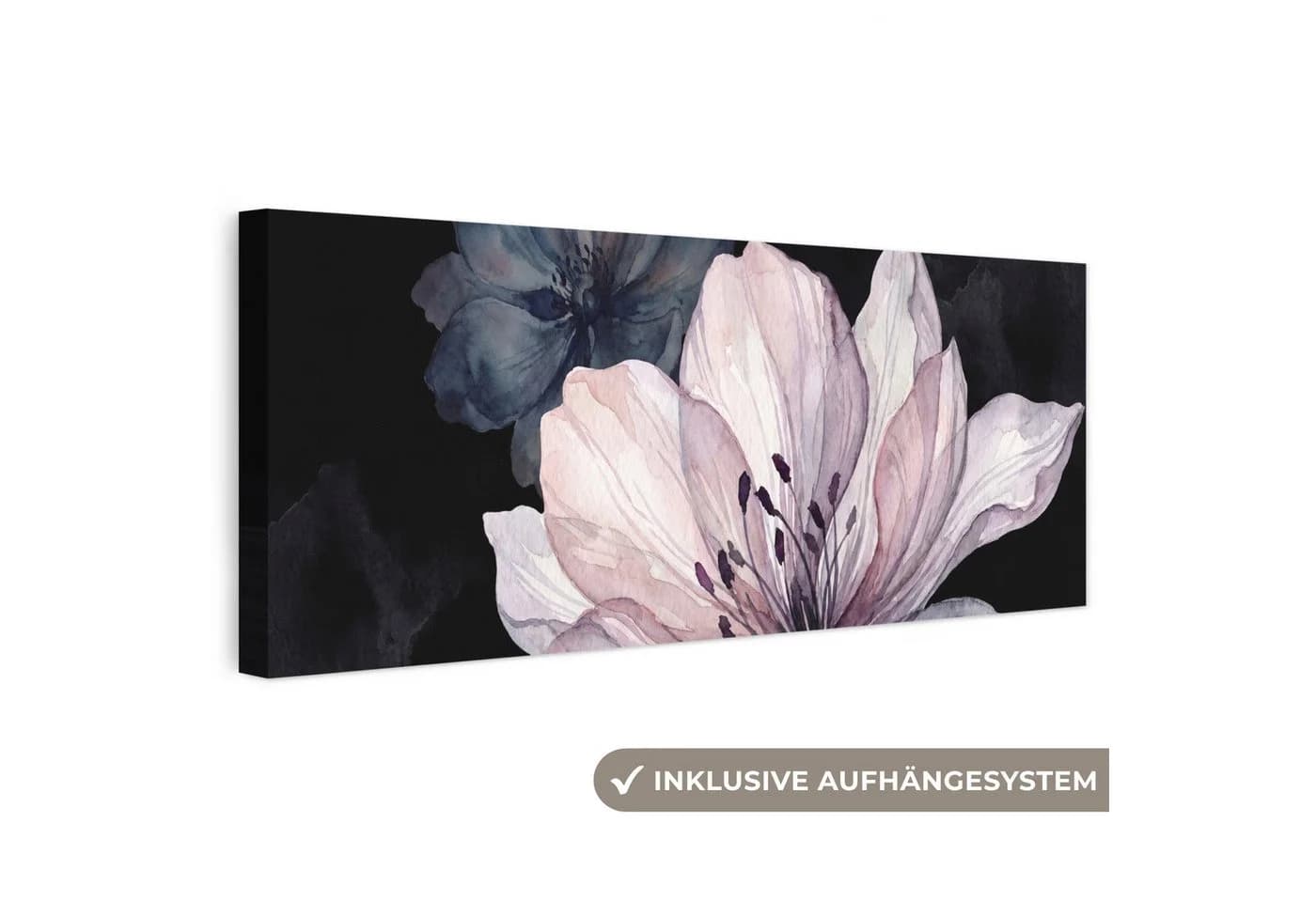 OneMillionCanvasses® Leinwandbild Panorama Blumen Rosa Aquarell - Bild 2