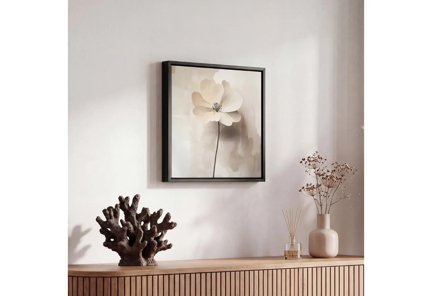 OneMillionCanvasses® Leinwandbild Blume Beige Schattenfugenrahmen - Bild 5