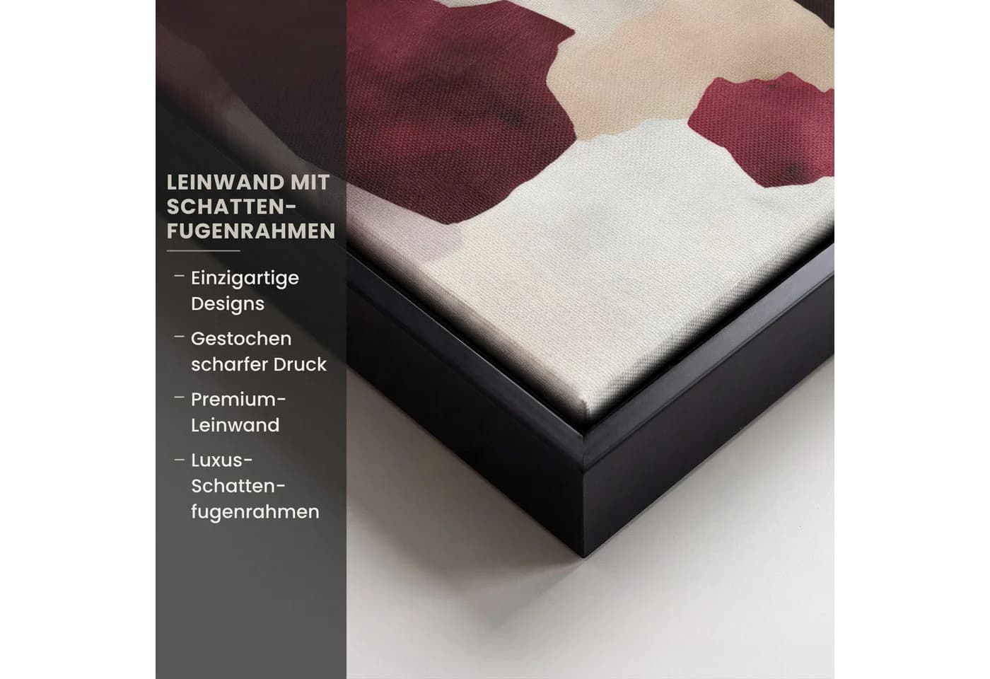 OneMillionCanvasses® Leinwandbild Abstrakt Rot mit Schattenfugenrahmen - Bild 3