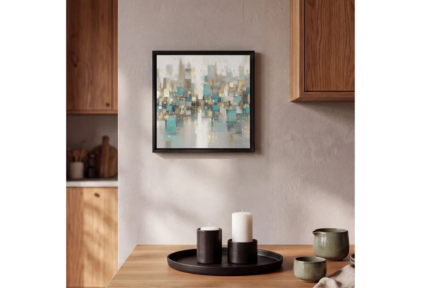 OneMillionCanvasses® Leinwandbild Abstrakt Gold Skyline mit Rahmen