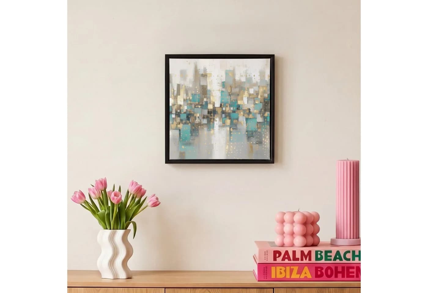 OneMillionCanvasses® Leinwandbild Abstrakt Gold Skyline mit Rahmen - Bild 4