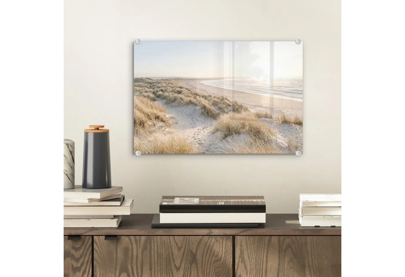 MuchoWow Acrylglasbild Dünen Strand Beige Modern