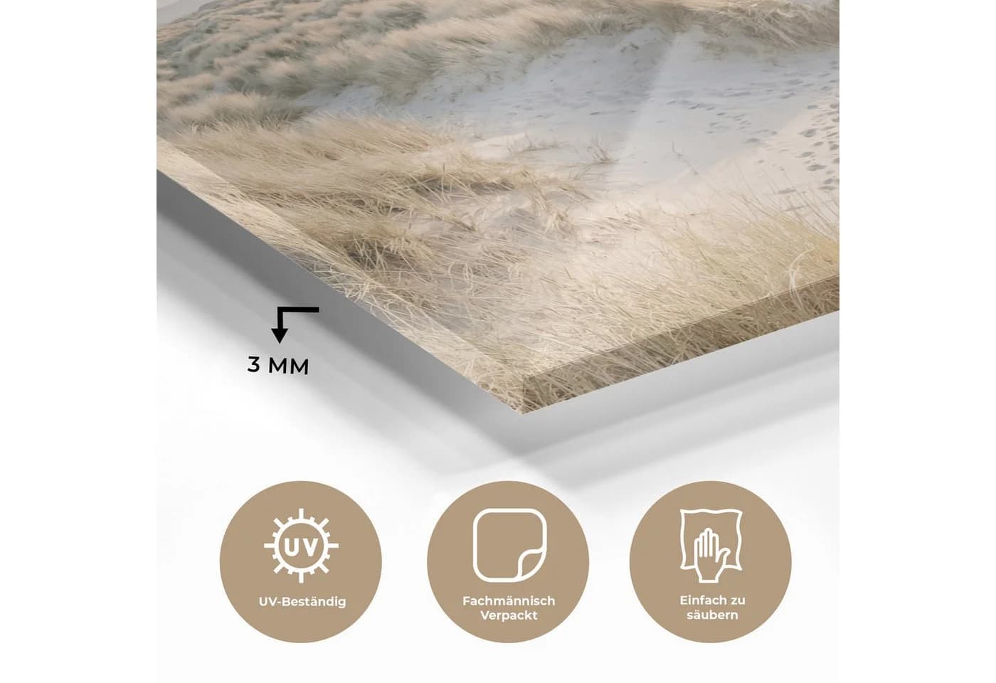 MuchoWow Acrylglasbild Dünen Strand Beige Modern - Bild 3