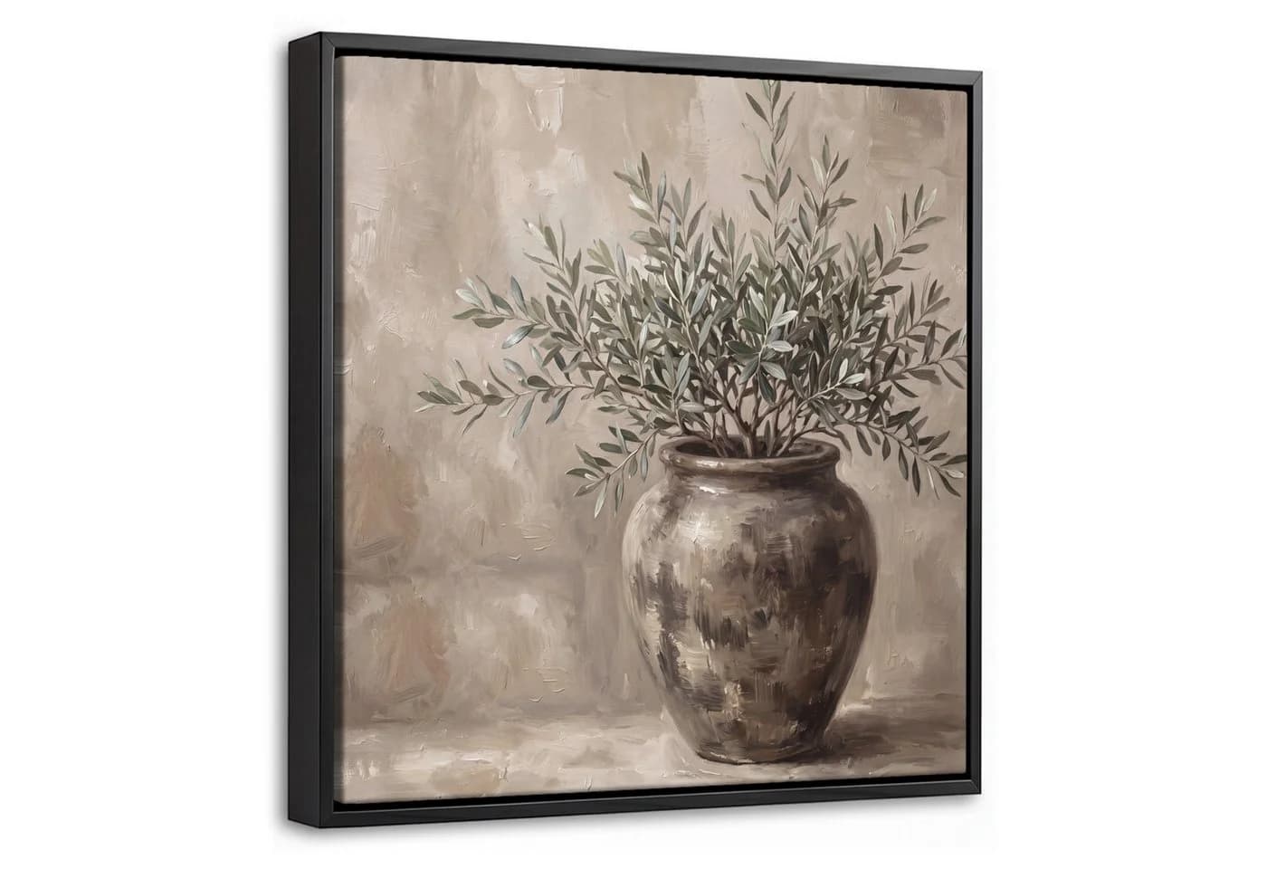 OneMillionCanvasses Leinwandbild Olivenpflanze Beige mit Rahmen - Bild 2