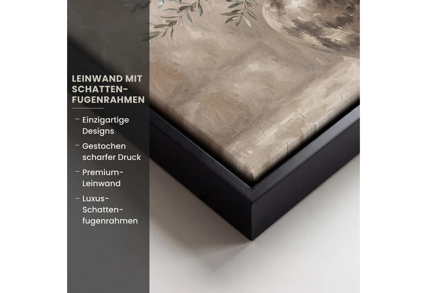 OneMillionCanvasses Leinwandbild Olivenpflanze Beige mit Rahmen - Bild 3