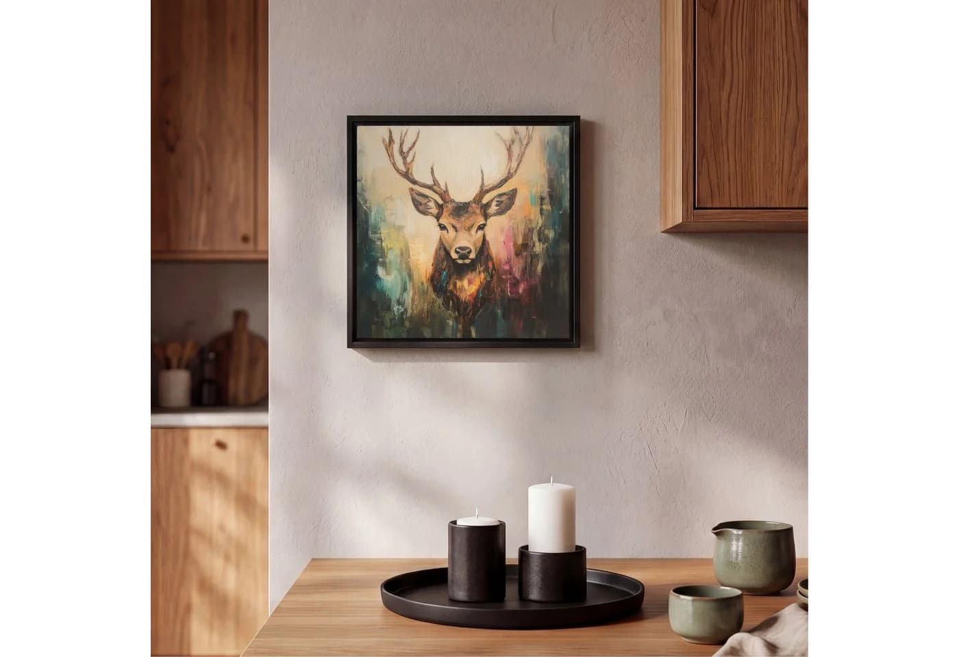 OneMillionCanvasses Leinwandbild Hirsch mit Rahmen 20x20cm