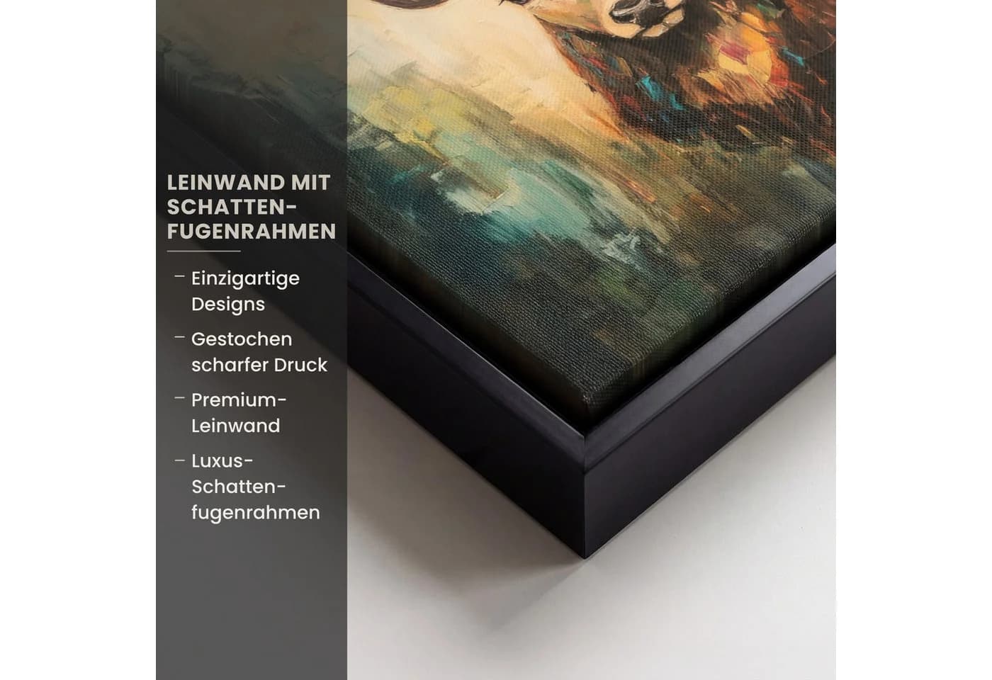 OneMillionCanvasses Leinwandbild Hirsch mit Rahmen 20x20cm - Bild 3