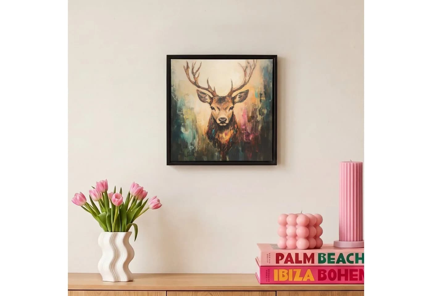 OneMillionCanvasses Leinwandbild Hirsch mit Rahmen 20x20cm - Bild 4