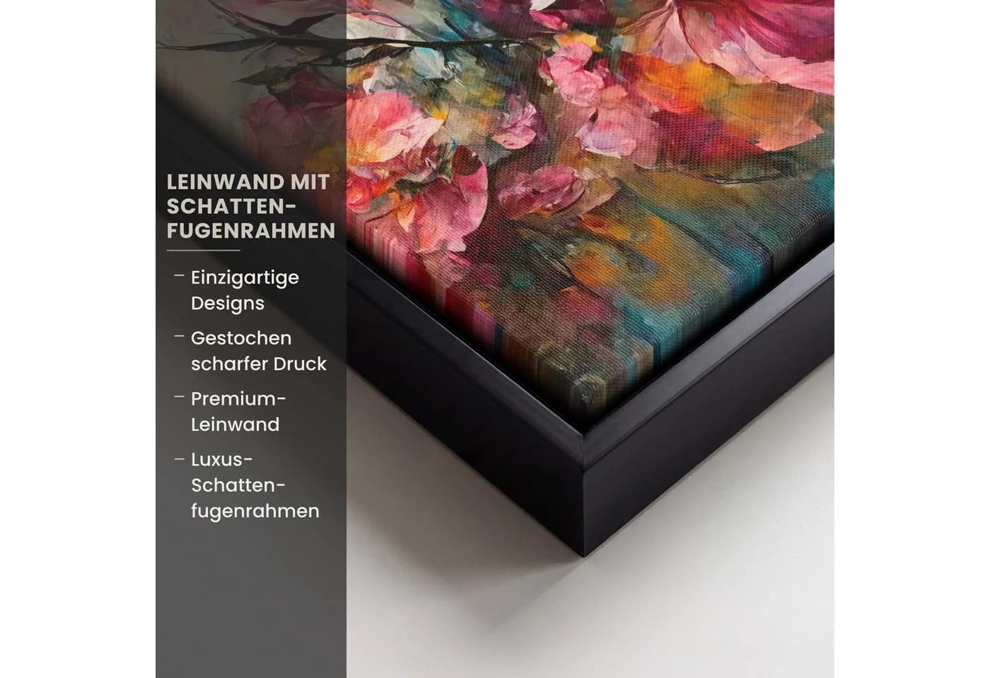 OneMillionCanvasses® Leinwandbild mit Rahmen Rosa Blumen 20x20cm - Bild 3