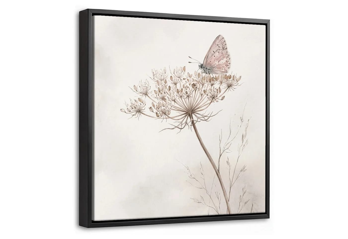 OneMillionCanvasses Leinwandbild mit Rahmen Schmetterling Beige - Bild 2