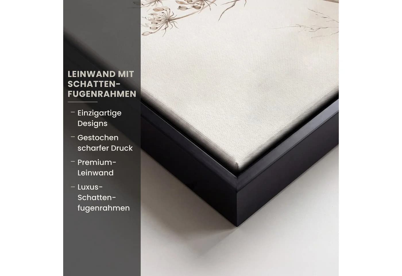 OneMillionCanvasses Leinwandbild mit Rahmen Schmetterling Beige - Bild 3