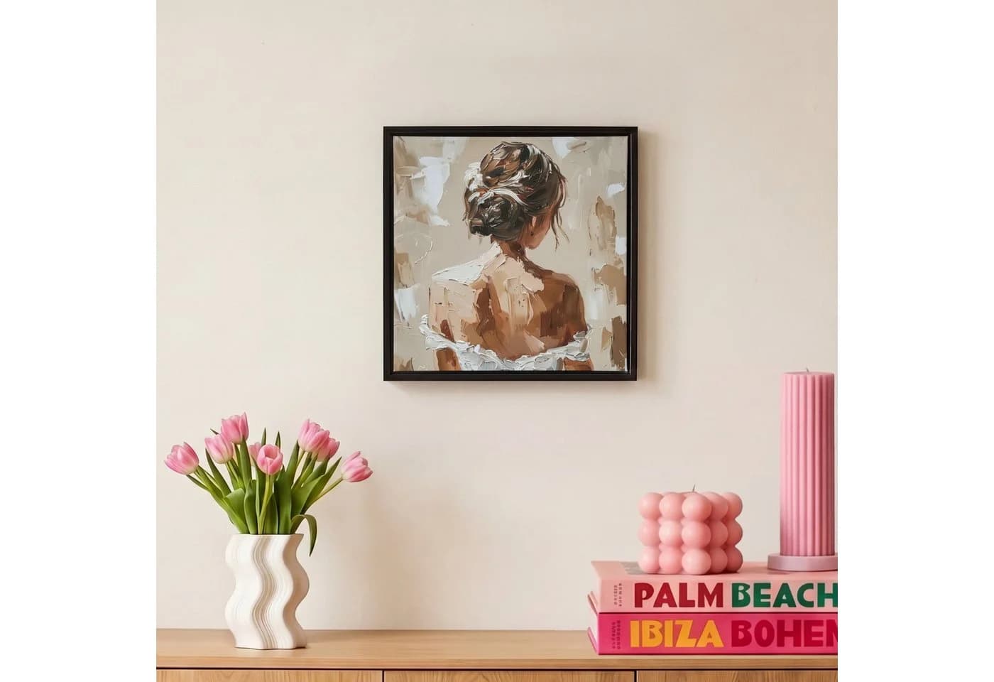 OneMillionCanvasses Leinwandbild mit Rahmen Beige Modern - Bild 4